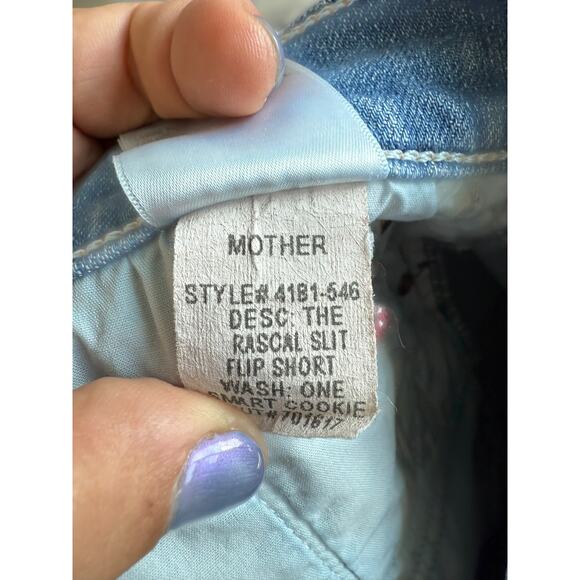 Mother Mid Rise Rascal Slit Flip Cutoff Jean Short One Smart Cookie Womens Sz 26 - Picture 10 of 11